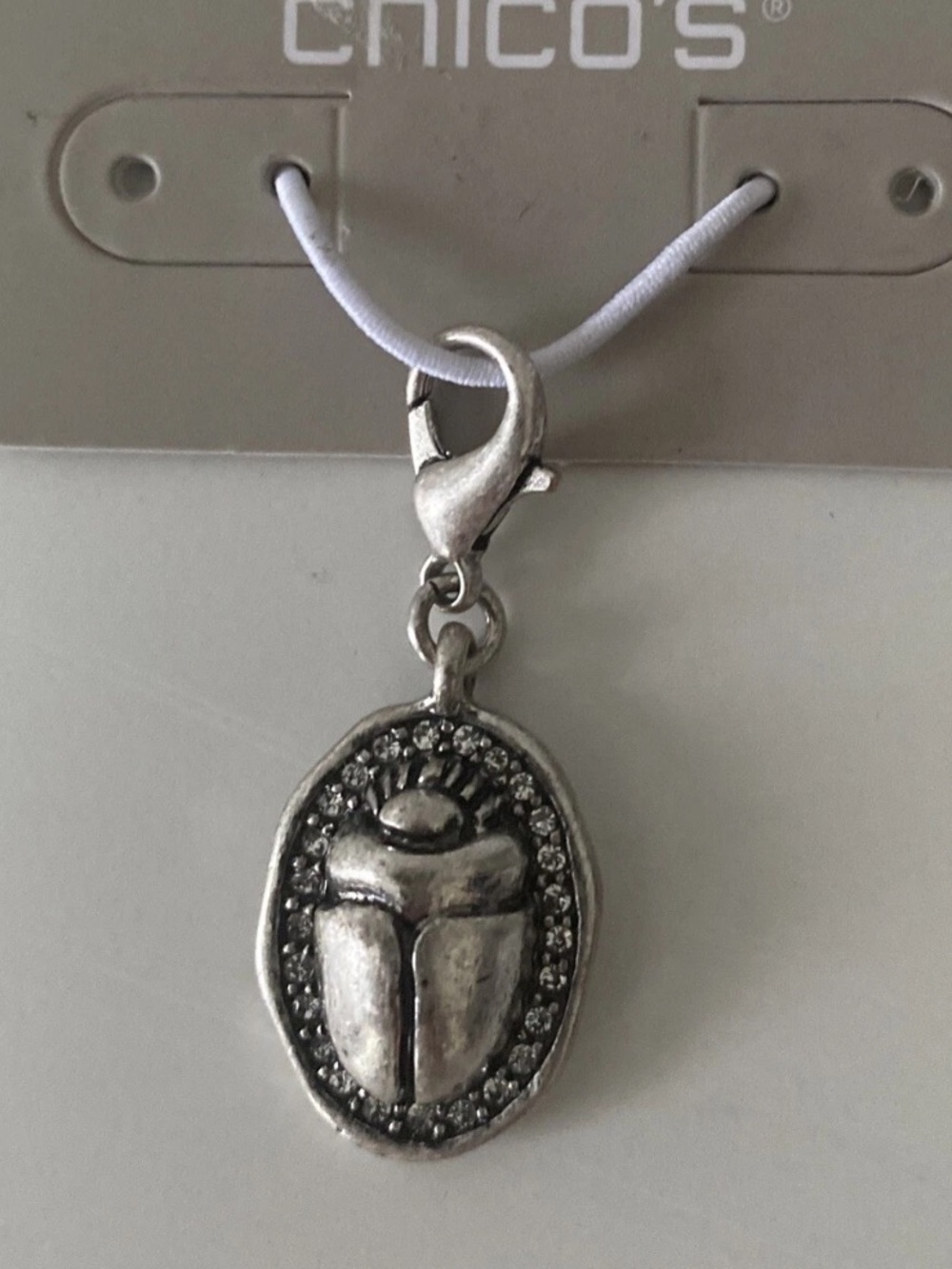 Chico's Antique Silver Dami Charmy Beetle Charm with Crystal Accents!